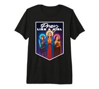 Orar como una niña Católica Mujeres Santa Teresa Juana de Arco María Camiseta Premium