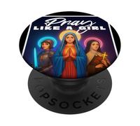 Orar como una niña Católica Mujeres Santa Teresa Juana de Arco María PopSockets PopGrip Adhesivo