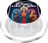 Orar como una niña Católica Mujeres Santa Teresa Juana de Arco María PopSockets PopGrip para MagSafe