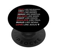 Orar Obedecer Liderar Servir Creer Amor Como Jesús PopSockets PopGrip Adhesivo