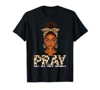 Orar por él sobre él a través de Ella Mujeres Negras cristianas Camiseta