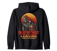 Orar sin Cesar Oración Cristiana Caballero 80s Retro Sudadera con Capucha