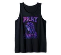 Orar Virgen María Espacio Galaxy Gráfico Fe Cristiana Camiseta sin Mangas