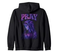 Orar Virgen María Espacio Galaxy Gráfico Fe Cristiana Sudadera con Capucha