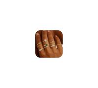 ORAZIO 10 Pcs Anillos Mujer Oro 14K Chapado Oro Anillos Apilables para Mujeres Dainty Oro Apilable Pulgar Anillo Fino Simple Anillo Compromiso Eternidad Anillo Promesa Tamaño 9-25