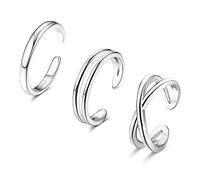 ORAZIO 3PCS Anillos de dedo del pie ajustable para las mujeres Juego de Anillos Minimalistas para los Dedos de los Pies Juego de Joyas para Pies Regalos para Mujeres Niñas 5