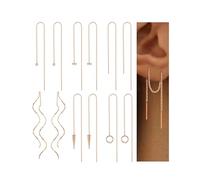 ORAZIO 6 pares de aretes de cadena de acero inoxidable con borla para mujer, ligeros, con forma de bola colgante, minimalista, juego de aretes de cadena, circonita