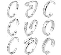 ORAZIO 9 Piezas Anillos Pie de Plata para Mujer