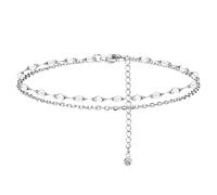 ORAZIO 925 Plata Esterlina Tobillo Pulsera Multicapa Tobilleras Para Las Mujeres Corazón Bola Redonda Zircon Múltiples Estilos Tobilleras Cadena Ajustable Verano Playa Pie Joyería 4