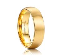 ORAZIO Anillos de boda de tungsteno para hombre, 6/8 mm, chapado en negro, plata/oro, acabado mate cepillado, borde pulido, anillo de compromiso para hombre, ajuste cómodo 7-14, 12, Carburo de
