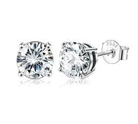 ORAZIO Aretes de Plata Esterlina Para Mujeres y Hombres - Redondos Con Halo de Diamantes de Imitación, Cuadrados y en Forma de Corazón Con Circonitas Cúbicas