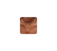 ORAZIO Collares de oro para mujer, collar de oro en capas, collares con colgante chapado en oro de 14 quilates, juego de gargantillas simples, collares de cadena de oro delicados, regalos de joyería