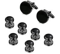 ORAZIO Juego de gemelos y tacos clásicos para hombre para esmoquin o camisas de boda, 0, Metal, circonita cúbica