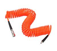 ORAZIO Manguera en Espiral de Poliuretano 10m para Compresor de Aire, 7 mm de Diámetro Interior x 10 mm de Diámetro Exterior, con Acoplador Rápido y Enchufe Europeo de 1/4"