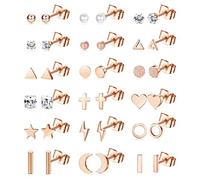 ORAZIO - Pendientes de acero inoxidable para mujer, hombre, estrella, corazón, Cz, disco de 20 g, pendientes de cartílago hipoalergénicos, geométricos y piercings