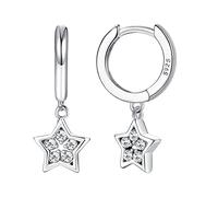 ORAZIO Plata de ley 925 Post Huggie con Aretes Colgantes Huggie Pequeños aretes de aro Encanto Personalizado Zirconia Cúbica/Luna/Estrella/Corazón/Relámpago/Cristal Pendientes Colgantes para Mujer