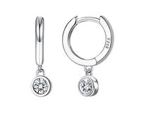ORAZIO Plata de ley 925 Post Huggie con Aretes Colgantes Huggie Pequeños aretes de aro Encanto Personalizado Zirconia Cúbica/Luna/Estrella/Corazón/Relámpago/Cristal Pendientes Colgantes para Mujer