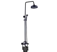 Orb Antique Shower Combo Set Hot Cold Mixer Shower Faucets 8 Inch Shower Head Brass,