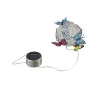 Orbe de malla colgante con luz solar para exteriores con diseño de mariposa colorida, para iluminar patios y jardines por la noche