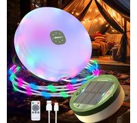 Orbecco Solar Camping Light,2 en 1 Luces de Cuerda de Campamento Estancables con 13 Modos de Iluminación, Linterna Recargable USB,IP45 luz Portátil Impermeable para Patio,Jardín, Decoración Navideña