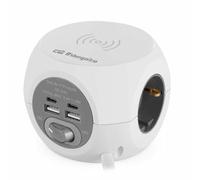 Regleta Orbegozo EN 4500 con Carga inalámbrica/ 3 Tomas de corriente/ 2 USB - 2 USB Tipo C/ Cable 1.5m/ Blanca y Gris