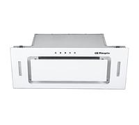 Orbegozo CA 09160 BL - Campana extractora cassette 60cm, Clase A, frontal cristal templado blanco, extracción 589,4 m3/h, 3 niveles de potencia, iluminación LED