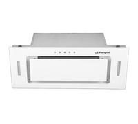 Orbegozo CA 09190 BL - Campana extractora cassette 90 cm, Clase A, frontal cristal templado blanco, extracción 637,1 m3/h, 3 niveles de potencia, iluminación LED