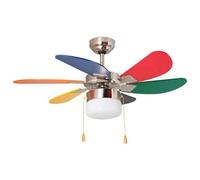 Orbegozo CC 65085 - Ventilador de techo con luz, 6 palas multicolor, diámetro 85 cm, potencia de 45 W, 3 velocidades