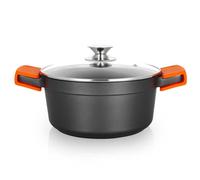 Orbegozo CDH 3024 Cacerola Honda Aluminio Fundido, Superifice Antiadherente Libre de PFOA, 4.5 L, Tapa, Asas de Silicona