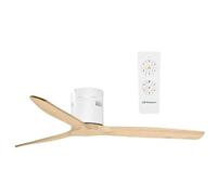 Orbegozo CF 112132 Ventilador de Techo con Mando a Distanciay con Motor DC 35W Blanco/Madera 3 Aspas de Madera Natural y Modo Invierno-Verano