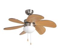 Orbegozo CP 15075N Ventilador de techo con luz, 3 velocidades, 6 aspas de madera, Sistema de ventilación reversible, 50 W