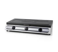 Orbegozo FO 3510 - Hornillo a gas, cuerpo inox, 2 quemadores de triple corona y 1 normal, encendido piezoeléctrico, uso interior y exterior, gas butano o propano