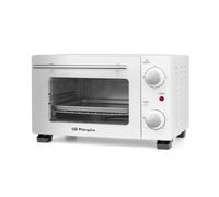 Orbegozo HO 975 Horno Eléctrico de Sobremesa 800W Capacidad 10L Temporizador 30 min Doble Cristal Templado Selector Calor Superior e Inferior 2 Barras Calefactoras Curvas Bandeja y Rejilla