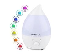 Orbegozo HU 2013 - Humidificador, luces de 7 colores, 1,3 L de capacidad, proyecta vapor frío, área de acción 20 m2, bandeja para aceite aromático, caudal de vapor regulable, 18 W, Color Azul