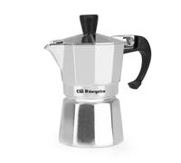 Orbegozo KF 100, Cafetera italiana, 1 taza, mango ergonómico, apta para cocinas de gas, eléctricas y de vitrocerámica, aluminio, válvula seguridad
