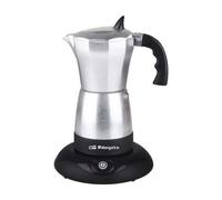Orbegozo KFE 660, Cafetera italilana eléctrica, 480 W, 3/6 tazas, apagado automático, base con rotación, tapadera con ventana, color negro