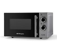 Orbegozo MIG 2550 - Microondas con grill, 20 litros de capacidad, 5 niveles de potencia y 3 funciones combinadas grill-microondas, potencia 700 W microondas y 900 W grill, Acero Inoxidable