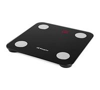 Orbegozo PB 3000 - Báscula de baño inteligente, activación táctil, conexión bluetooth, modo bebé, 13 parámetros, indicador sobrecarga, 180 kg, Negro