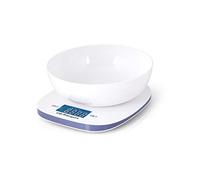 Orbegozo PC 1014 - Báscula de Cocina, Digital, Bol de Pesaje de 1,5 litros, Capacidad Máxima 5 Kg, Escalado 1 g, Función Tara, Acero, Blanco