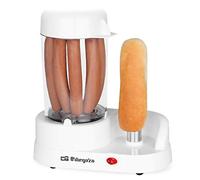 Orbegozo PR 3500 - Máquina de hacer perritos calientes, capacidad 1-6 salchichas, punzón de sujeción, cuberta antiadherente, 350 W, blanco