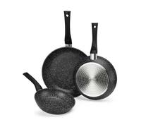 Orbegozo Set de sartenes SFB 8300 – 3 piezas de aluminio forjado 18/22/26 cm antiadherente piedra