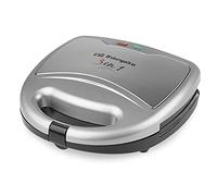 Orbegozo SW 7550 Sandwichera Multifunción 3 en 1, Placas Intercambiables, Antiadherente, 2 Pilotos de Control, 800 W, Plata