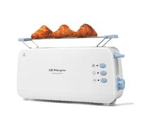 Orbegozo TO 4012 Tostadora de Pan de Ranura Larga 850 W, 7 Niveles de Tostado, Calienta Panecillos, Función Descongelación y Parada Rápida, Bandeja Recogemigas, Desconexión Automática, Color Blanco
