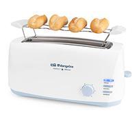 Orbegozo TO 4500, Tostadora de Pan, 6 Niveles de Tostado, Desconexión Automática, Función Descongelación y Recalentamiento, Bandeja Recogemigas, Recogecables, 1400 W, Color Blanco
