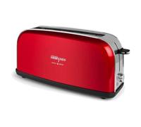 Orbegozo TOV 6200 tostadora ranura larga extra ancha 35mm 750-850W vintage acero inoxidable con 6 niveles de tostado, descongelado, parada rápida, LED y centrado automático