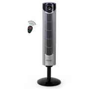 Orbegozo TWM 1015 - Ventilador de torre iónico, mando a distancia, 3 modos de ventilación, display digital, función temporizador, 3 velocidades, silencioso, rotación 80ºC, 45 W, gris/negro