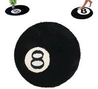 OrbhEs 8 Ball Rug,Black Round 8 Ball Carpet,8 Ball Pool Rug,Lucky 8 Ball Rug,Non-Slip Flocking Floor Rug,Machine Washable 8 Ball Carpet,Bath Floor Mat for Living Room, Home Decor-100 * 100cm