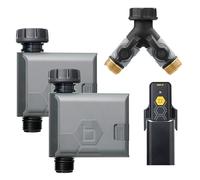 Orbit 21206 B-hyve - Temporizador Inteligente de riego de Manguera (Gen 2), Paquete de 2 con hub Wi-Fi y Divisor en Y de Manguera, Color Gris