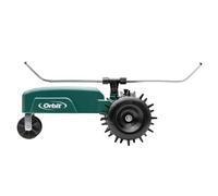 Orbit 96322 - Aspersor móvil autopropulsado con pulverizador rotatorio | Tractor de riego con Cobertura hasta 1250 m2 | Avanza por presión del Agua | De Hierro Fundido, Color Verde y Negro