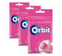 Orbit Bolsa de Chicles Sin Azúcar Sabor Bubblemint, Fresco, Intenso y de Larga Duración en formato Gragea (21 chicles) (Paquete de 3)